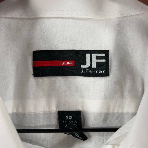 J. Ferrar Slim Button Up Dress Shirt Men's XXL 18-18.5 34-35 White Adjustable - Picture 4 of 10